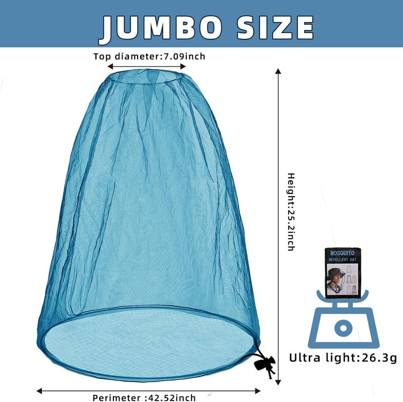 JayruiMice 2 Pack Ultra Large Mosquito Net 42x25 Inches Mosquito Head Net Oversized Insect Netting Bug Fits Most Hats for Gardening Hiking Fishing Traveling(Blue) - Image 2